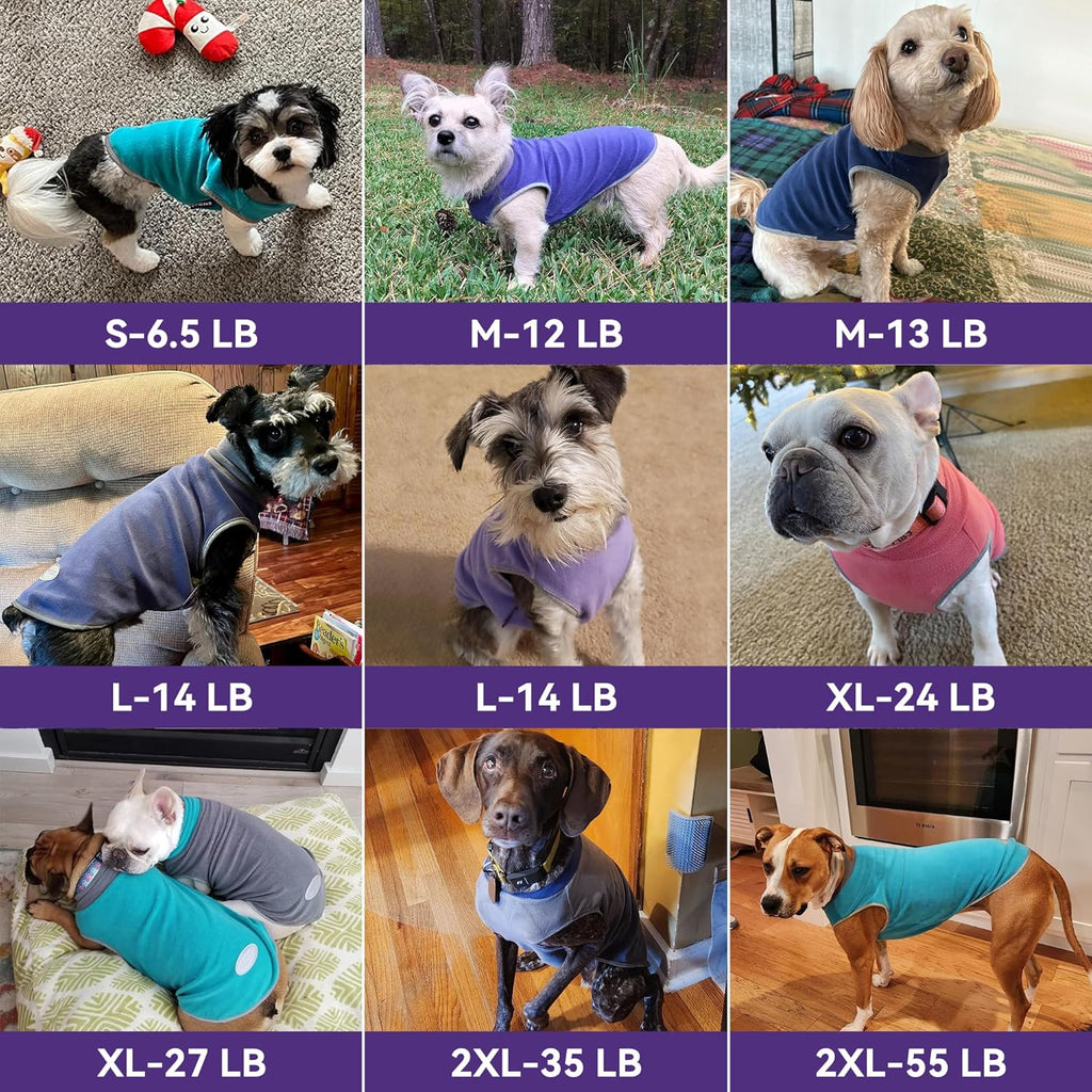 2 Pack Dog Sweater Sweatshirt Stretchy Fleece Vest Pullover Dog Jacket with Reflective Stripe Lightweight Pet Coats Sweaters for Small Dogs, Red & Grey XL